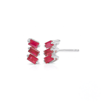 wholesale S925 Sterling Silver Earrings With Three Asymmetrical Rectangular Zirconia Inlays, Featuring A Retro European Style-White Gold-Rose Red Diamond 925 Silver