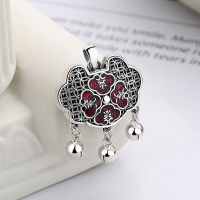 wholesale S990 Sterling Silver Retro Chinese Style Auspicious Peace Lock with Tassel Pendant, Creative National Trend Jewelry Design-YP177M/single pendant approx. 5.4g>pure silver