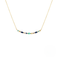 wholesale S925 Sterling Silver Drip-shaped Ultra Sparkle Colorful Zircon Collarbone Necklace, Creative Cross-border Hot Seller-Gold 925 silver