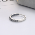 wholesale S925 Sterling Silver Retro Creative Dragon Scale Carved Design Ring Ethnic Style Niche Trend Adjustable Index Finger Ring-0-3