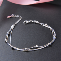 wholesale 925 Sterling Silver Ballpoint Pen Bracelet for Women, Ins Niche Design, Luxury Advanced Sense Beaded Three-Layer Snake Chain Stackable Wrist Accessory-0-0