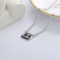 wholesale S925 Sterling Silver Retro-Design Versatile Drip Glitter Letter CD Pendant Interlocking Chain Hip Hop Trend Necklace-0-0