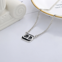 wholesale S925 Sterling Silver Retro-Design Versatile Drip Glitter Letter CD Pendant Interlocking Chain Hip Hop Trend Necklace-YL293/approx. 13.2g 925 silver