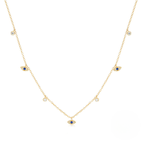 wholesale S925 Sterling Silver Classic Evil Eye Zircon Collar Necklace,。-Gold 925 silver