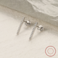 wholesale S925 Sterling Silver Geometric One-Word Stud Earrings with Row Diamonds, Stylish and Versatile for Daily Wear, Unisex Minimalist Earrings-0-1