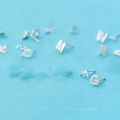 wholesale Metal S925 sterling silver ear studs 26 letters of the alphabet ear jewelry, E0711-0-1