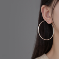wholesale 990 Sterling Silver Square Engraved Minimalist Ins Style Hoop Earrings Fashion Trendy Cool Ear Accessories M02997-0-8