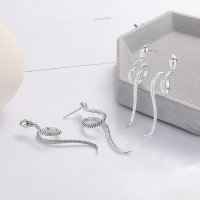 wholesale S925 Sterling Silver European and American Cross-Border Retro Vintage Heavy Workmanship Coiled Serpent Design Trendy Stud Earrings-YFR161/Aged (approx. 5.8g)  925 silver