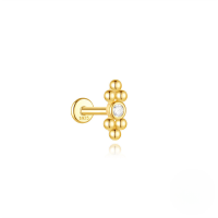 wholesale S925 Sterling Silver Pearl Butterfly Spiral Cartilage Ear Stud With Geometric Zircon Inlay-Single gold #7