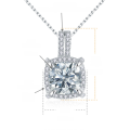 wholesale S925 silver gold-plated square bezel set necklace with new 25ct cushion cut moissanite-0-5