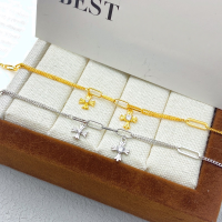 wholesale S925 Sterling Silver Diamond-Inlaid Double Cross Bracelet Fashionable Light Luxury Minimalist Ins Style Design Sense Jewelry Gift for Best Friend-Cross Bracelet--White Gold 925 Silver
