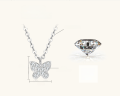 wholesale S925 Sterling Silver Fashion Minimalist Exquisite Butterfly Moissanite Necklace Fairy Pendant Collarbone Chain Wholesale-0-6
