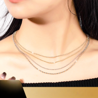 wholesale 18K Gold Diamond Chain Women's Italian Craft Necklace AU750 Plain Chain Sparkly Chain Two-Tone Collarbone Chain Fashion New Style-18K White/Rose Gold>Slim Version