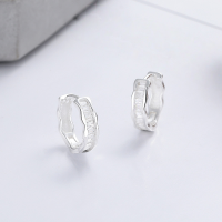 wholesale S925 Sterling Silver Geometric Inlaid Rectangular Zircon Ear Clasp, Fashionable Commute Versatile Light Luxury Style Women's Earrings-368HR/approx. 1.9g 925 silver