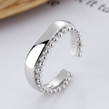 wholesale S925 Sterling Silver Double-Layer Small Bead Chain Spliced Open Ring, Korean Style Design with a Sense of Luxury-0-0