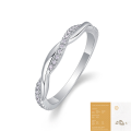 wholesale S925 Silver Fashion Versatile Twist-Edge Ring for Women, Non-Tarnish, Cross-Border Amazon Best-Seller New Style Moissanite Ring-0-6