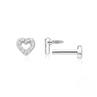 wholesale S925 Silver Zircon-studded 16g Flat Threaded Cartilage Ear Piercing-Single platinum #2