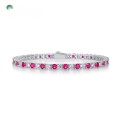 wholesale S925 Sterling Silver Lab-Grown Ruby Tennis Bracelet for Women Fashion Full Diamond Cross-Border Wholesale from Manufacturers-0-0