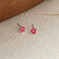 wholesale S925 Sterling Silver Delicate Small Floral Stud Earrings for Women, Simple and Fresh Style, New-0-5