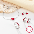 wholesale 925 Silver Cross-border Exclusive Small and High-end Heart-shaped Drip Oil Earring Set for Women Wholesale-0-0