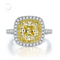 wholesale S925 silver, 8*8 chunky square yellow zircon high-carbon diamond ring for women, foreign trade cross-border-R285 Yellow No. 7