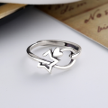 wholesale S925 Sterling Silver Vintage Distressed Creative Five-Pointed Star Ring, Adjustable Open Band, Trendy Ins-Style Gift for Best Friends, Jewelry Accessory-0-1