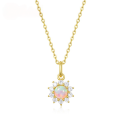 wholesale S925 Silver Japanese and Korean Light Luxury Style Sun Necklace for Women, Inlaid with Opal, Compact and Design-Focused Pendant, Customized by Source Manufacturer-0-0