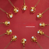 wholesale S925 silver Year of the Tiger pendant with 1-carat moissanite, Q-version cartoon zodiac necklace pendant-Mouse 925 silver