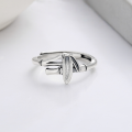 wholesale S925 Sterling Silver Bamboo Joint Bamboo Leaf Ring, Fresh and Sweet Pastoral Style, Exquisite and Delicate, Versatile Elegance Index Finger Ring-0-1