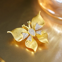 wholesale Metal material handcrafted Italian-style brushed butterfly pendant brooch, two-way wear live stream hit high-end exquisite necklace-Pendant brooch without chain 925 silver