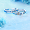wholesale 925 Sterling Silver Drip Glaze Enamel Open-Ended Couple's Ring Pair, High-End Sense The Little Prince and Rose Matching Rings, Pure Silver, Ins Style-0-1