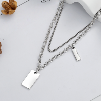 wholesale S925 Sterling Silver Double Layer English Letter Pendant Necklace, Vintage Silver Necklace for Women, European and American Style, Ins Luxury Temperament Necklace-YL152/approx. 20.2g 925 silver