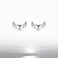 wholesale 925 Pure Silver Dainty Sweet Heart Wings Small Stud Earrings For Women, Simple And Stylish Versatile Ins Fresh And Elegant Earrings-0-1