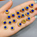wholesale S925 silver gold-plated natural lapis lazuli accessory spacer bead hand plaque drop bracelet necklace DIY semi-finished product-0-18