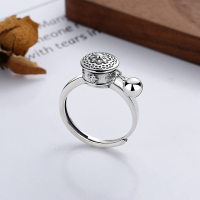 wholesale S925 Sterling Silver Retro Lotus Six-Character Mantra Prayer Wheel Minimalist Creative Ethnic Palace-Style Adjustable Ring-YFJ559/approx. 4.3g Adjustable opening