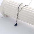 wholesale S925 Sterling Silver Light Luxury Style Ladies' Full-Diamond Chain Blue Zircon Star Sweet and Cool Style Necklace for Women-0-0
