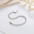 wholesale S925 Sterling Silver Korean Dongdaemun Creative Tank Chain Half Bangle Interlocking Heart Bracelet Street Style Jewelry-0-2