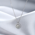 wholesale S925 Sterling Silver Moissanite Diamond Necklace for Women, Ins Style Small and Unique Design Round Pendant Collarbone Chain Wholesale-0-4