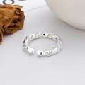 wholesale S925 Sterling Silver Reversible Twist Knot Open Ring, Korean Style Versatile Minimalist Design Plain Loop-0-2
