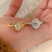 wholesale 925 Silver ZHUO ZHI FAN Jewelry 6*8mm Oval Solitaire Ring with High Carbon Diamond, Women's-R1316 White Pigeon Egg No. 8