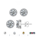 wholesale 925 Sterling Silver Cross-Border New D Color Moissanite Stud Earrings Classic Four-Prong Light Luxury High-End Women's Earrings-0-0
