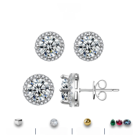 wholesale 925 Sterling Silver Cross-Border New D Color Moissanite Stud Earrings Classic Four-Prong Light Luxury High-End Women's Earrings-White (gold) 0.5 carats/pair
