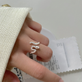 wholesale S925 Sterling Silver Snake Coiled Index Finger Ring Open Adjustable Animal Ring J8128-0-0