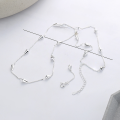wholesale S925 silver Korean-style minimalist water drop spaced thin chain necklace for women-0-2