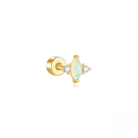 wholesale S925 Sterling Silver Moon Heart Opal Cylinder Threaded Ear Cartilage Stud,。-Single gold #10