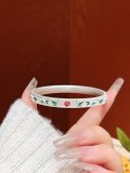 wholesale 999 Sterling Silver Antique Sand Enamel Floral Bamboo Bangle, New Retro Style Mother's Bracelet Gift-0-10