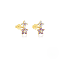 wholesale S925 Sterling Silver Geometric Smooth Butterfly Zircon Stud Earrings, Korean Minimalist Design-Gold#3 925 Silver
