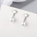 wholesale 925 Sterling Silver Fan Shaped Mother-of-Pearl Pearl Earrings Women Small French Ginkgo Leaf Skirt Earrings Minimalist Elegant Accessories-0-3