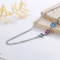 wholesale S925 sterling silver pearl chain epoxy enamel flower color-blocking necklace, fresh and sweet ladylike snake chain-0-2