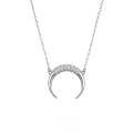 wholesale 925 Sterling Silver New Moon-shaped Zircon Pendant Necklace, Ins-style High-end Silver Sweater Chain for Women-0-0